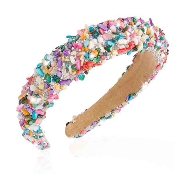AHONEY Rhinestone Thick Padded Headband, Bling Crystal Beaded Head Band Glitter Cute Candy Headband Birthday Party Prom Hair Accessories For Women Girls Christmas Gifts (Colorful)