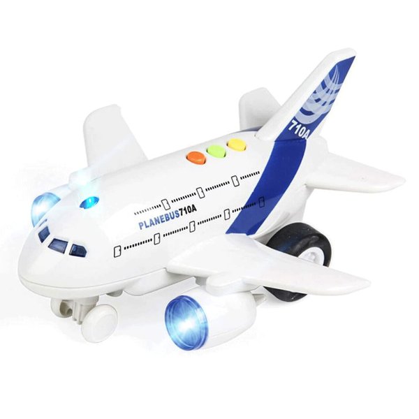 TMEEIHNSS Airplane Toys for Toddlers,Friction Powered Toy Plane for Kids,1:200 Scale Aircraft with Flashing Lights and Sounds for Boys & Girls,Toy Vehicles (White.)