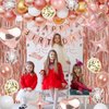 6th Rose Gold Birthday Party Decorations for Girls, Rose Gold Happy Birthday Banner, Fringe Curtains, Heart Foil Balloons, Crown Balloons for Girls' 6th Birthday Decorations