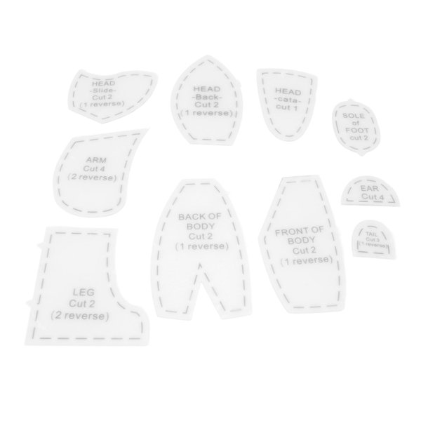 Memory Bear Template Set, High Efficiency Versatile Usage Sturdy Reusable Bear Sewing Pattern Ruler for Doll Making (Medium (12 inch))