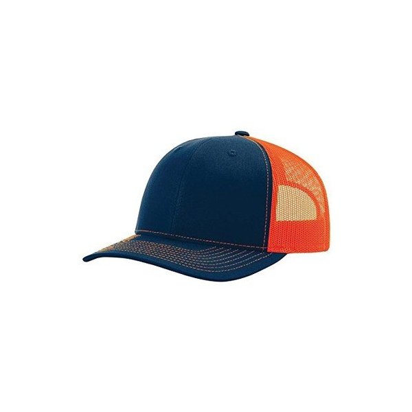 RICHARDSON Navy/Orange 112 Mesh Back Trucker Cap Snapback Hat