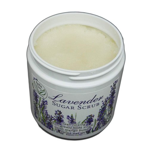 Lavender Exfoliating Sugar Hand and Body Scrub | Non-Greasy with Moisturizing Mango Butter and Lavender Essential Oil | 10 ounces net wt | by Bella Des Natural Beauty