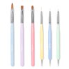 TEOYALL Nail Art Brushes, Nail Design Painting Brushes Builder Gel Brush Nail Dotting Tools Nail Fine Liner Brushes