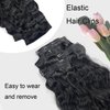 MIMISERVICE Clip in Hair Extensions Long Wavy Black Hair Extensions 4PCS Thick Hairpieces Fiber Double Weft Hair for Women（20inch)
