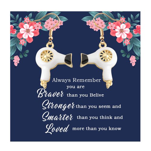 MYOSPARK Hair Stylist Gift Hair Dryer Earrings Hairdresser Gift Hair Stylist Jewelry Stylists Graduate Gift Cosmetology Gift (Hair Dryer Earrings)