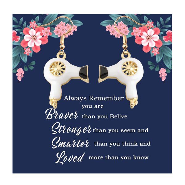 MYOSPARK Hair Stylist Gift Hair Dryer Earrings Hairdresser Gift Hair Stylist Jewelry Stylists Graduate Gift Cosmetology Gift (Hair Dryer Earrings)