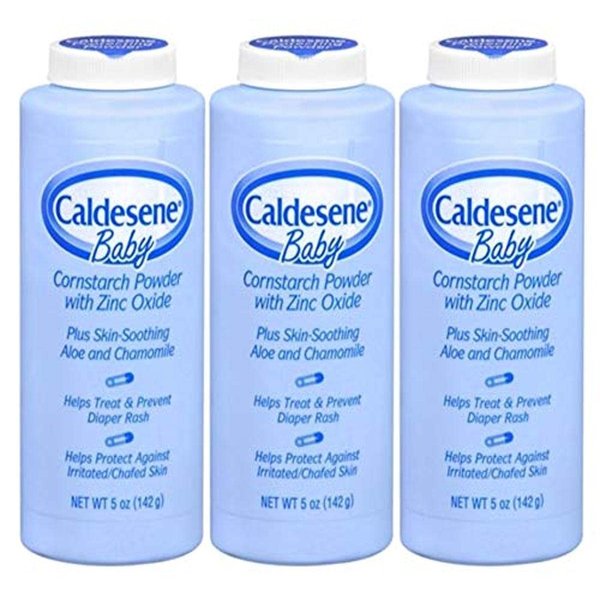 Caldesene Cornstarch Baby Powder with Zinc Oxide, Talc-Free Baby Powder, 5 Oz (3 Pack)