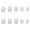 Foccna Press on Nails Acrylic White Square Fake Nails Short Simple Swirls Cute Women's False Nails with Design Nail Tips for Women&Girls, 24PCS