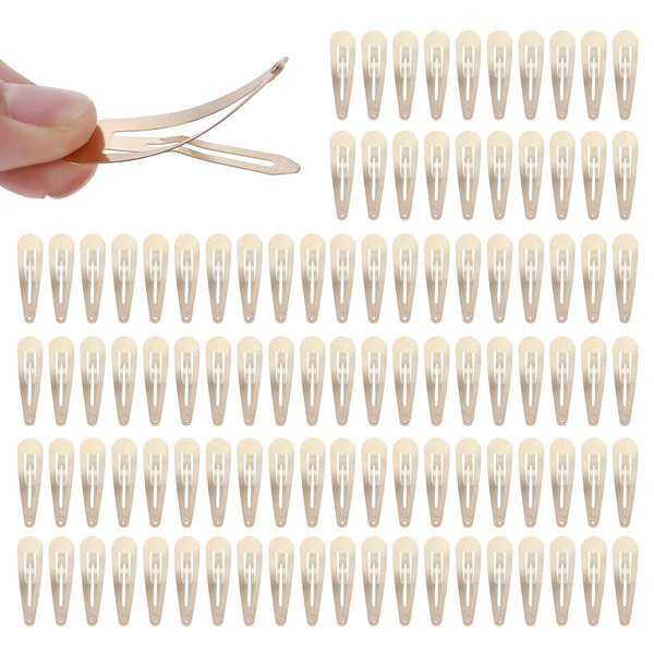 Lawie 100 Pack Bulk 2 Inch 5 CM Gold Snap Metal Hair Clips Barrettes Hairpins Clips Thin Fine Bang Hair Holder Craft DIY Accessories for Women Girl Kids