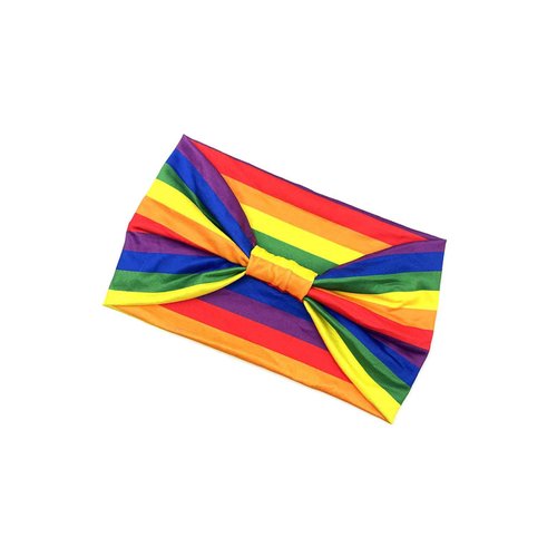 Rainbow Turban Pride Headbands Rainbow Striped Hair Band Pride Parade Headwarp Rainbow Headbands JHP30 (Wide Band)