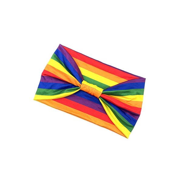 Rainbow Turban Pride Headbands Rainbow Striped Hair Band Pride Parade Headwarp Rainbow Headbands JHP30 (Wide Band)