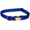 Medium Blue/Aluminum Buckles Dog Collar: 3/4" Wide, Adjusts 13-20" - Made in USA.