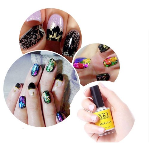 XICHEN 3 Bottles Professiona Starry Sky Nail Art Glue for Foil Sticker Nail Transfer Tips Decorations Adhesive White 16 ML/Bottles