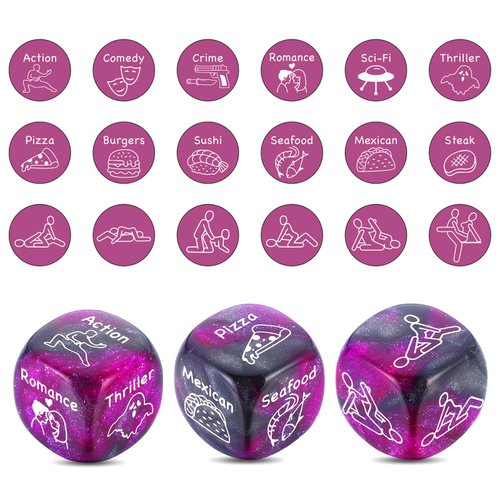 Husband Gifts from Wife, Food Movie Date Night Valentines for Him Her Couples Wedding Gifts Husband Wife Him Her Food Decision Dice 11 Anniversary Birthday Gifts for Boyfriend Girlfriend