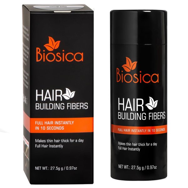 Biosica Hair Building Fibers 27.5Gm - Hair Fibers For Thin & Fine Hair -Hair Thickening Fibers For Men & Women (Dark Brown)