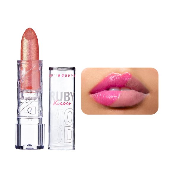 Ruby Kisses Staining Mood Lipstick, Prestige Glitter pH Color Changing Lipstick, Lightweight Hydrating Formula with Coconut Oil, Long Lasting Satin Finish Color