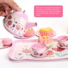 PowerTRC Tea Set for Little Girls, 48 Pcs Princess Tea Party Set for Toddlers 3 4 5 6 7 8 Years Old Girl Pretend Toys Birthday Gift with Tin Tea Set, Utensils, Desserts & Carrying Case