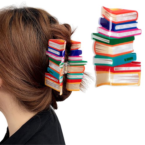Back to School Hair Claw Clips Teacher Supplies Orange Book Shaped Claw Clip for Women Teacher Cute Hair Styling Accessories School Hair Accessories Medium Hair Barrettes Hair Claw for Thin Hair