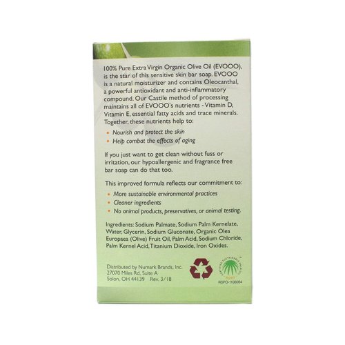 Conti Castile Pure Organic Olive Oil Sensitive Skin Bar Soap 3.7 Ounce - (Value Pack of 6)