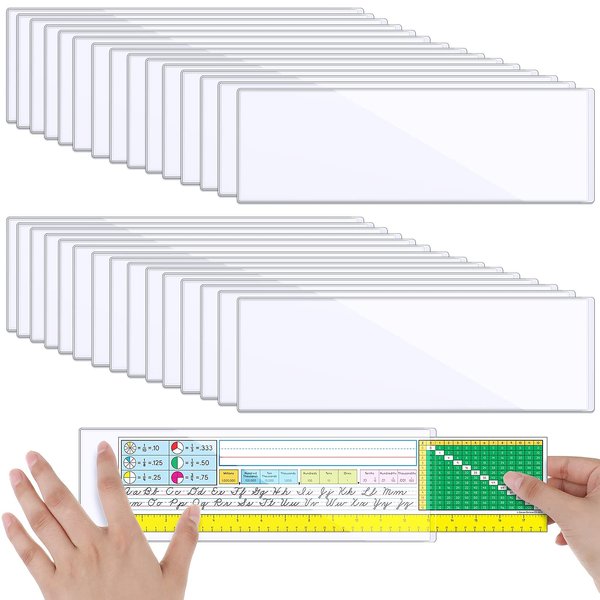Chinco 30 Pack Self Adhesive Index Card Pockets with Top Open for Loading Ideal Card Holder for Organizing and Protecting Your Index Cards Crystal Clear Plastic(3.55 x 10.8 Inches)