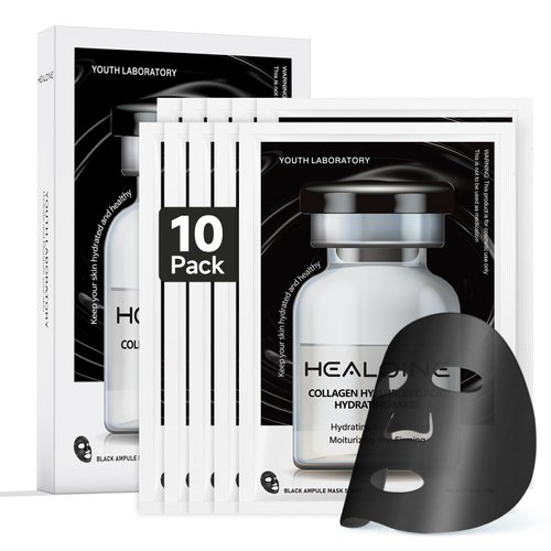 HEALOINE Deep Collagen Face Mask with Hyaluronic Acid, Overnight 500ppm High Concentration Hydrolyzed Collagen Mask, Firming Korean Face Mask for Women 30g*10ea