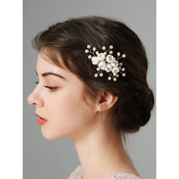 Denifery Flower Bride Wedding Hair Comb Gold Small Side Comb Crystal Bridal Hair Piece Hair Jewelry Bridal Hair Accessories for Women and Girls