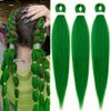 Green Braiding Hair Pre stretched 30 Inch 3 Packs Kanekalon Pre-stretched Braiding Hair EZ Braid Yaki Texture Synthetic Hair Extensions for Crochet Box Braids