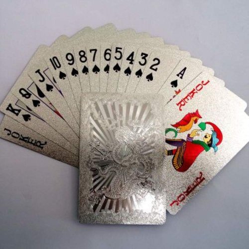 IvyMei 2 Pack Dragon Playing Cards Waterproof Silver Foil Playing Cards Plastic PVC Poker Cards High Flexible(Silver)