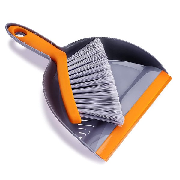 Mini Broom and Dustpan Set - Small Broom and Dustpan Set for Home, Camping Broom, Whisk Brooms Small(Gray Orange)…