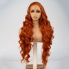 MISS FANCY 32 Inch Ginger Lace Front Wigs For Black Women 13X6 HD Frontal Lace Pre Plucked Glueless Wigs with Baby Hair Body Wave Synthetic Heat Resistant Fiber Wig Daily Wear and Go