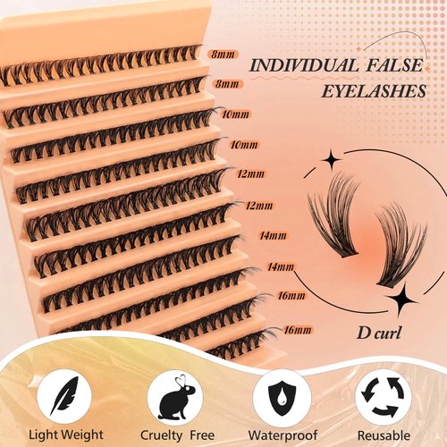 40D Mink Lash Extensions D Curl Volume Eyelashes 200PCS Cluster lashes Fluffy Mixed Lengthes from 9-16mm Eyelashes DIY false Wispy Eyelashes By Anforlin