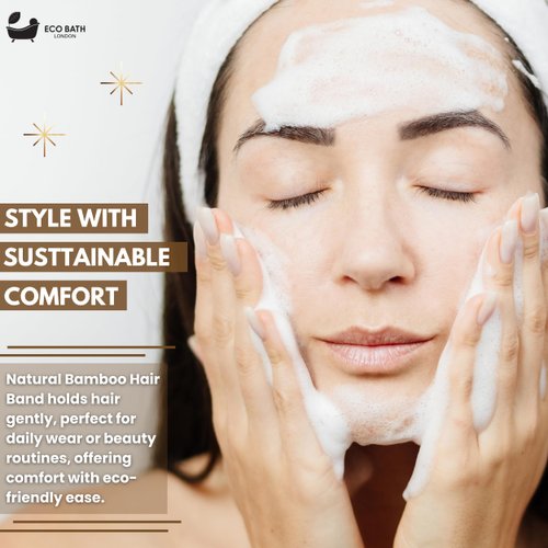 Eco Bath London Bamboo Hair Band - Super Soft Elasticated Headband for Makeup and Skincare, Eco-Friendly Bamboo Hairband for Women