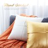 BRAWARM Faux Leather Throw Pillow Covers 16 X 16 Inches, White Leather Pillow Covers Pack of 2, Hand Stitched Leather Decorative Throw Pillows for Couch Sofa Bed Living Room Home Garden