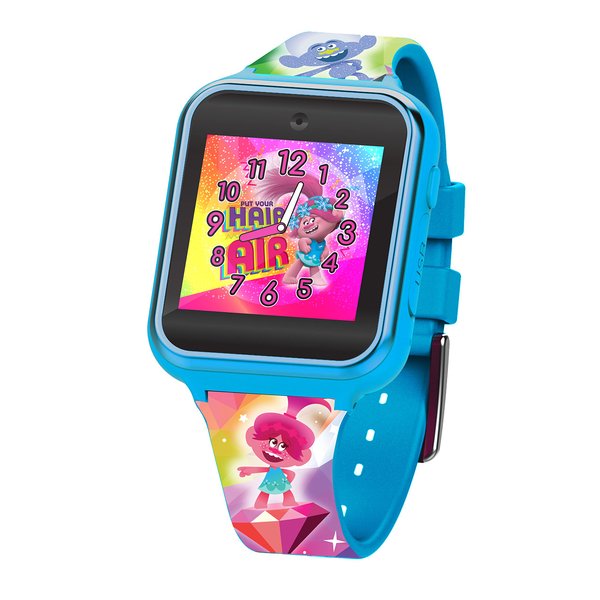 Accutime DreamWorks Trolls Blue Educational Learning Touchscreen Smart Watch Toy for Girls, Boys, Toddlers - Selfie Cam, Learning Games, Alarm, Calculator, Pedometer and More (Model: TRO4103AZ)