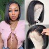 SKYDO Short Bob Wig Human Hair for Black Women 13x4 Bob Lace Front Wigs Human Hair 10inch Straight Bob Wig 180% Density Human Hair Bob Wig Pre Plucked Hairline with Baby Hair Natural Color