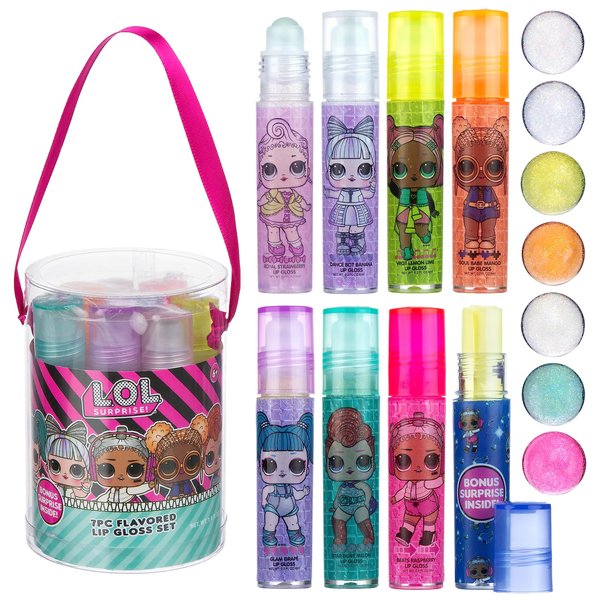 L.O.L. Surprise! Party Favors - 7PC Lip Gloss Canister with Bonus Stickers Party favor