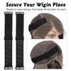 6Pcs Adjustable Elastic Wig Bands Removable Buckles Nonslip Wig Strap Wig Strips with Wavy Silicone Black Glueless Wig Cap Accessories for Sewing Making Keeping Fixed Wigs Edge Wrap Hair Styling