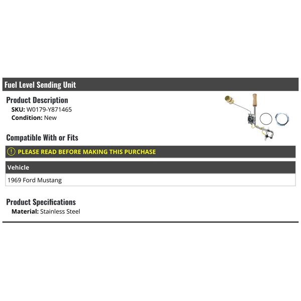 Fuel Level Sending Unit - Compatible with 1969 Ford Mustang