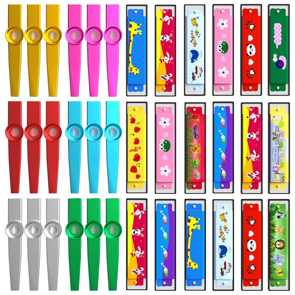 36 Pieces Operation Christmas Gifts Include 18 Pcs Harmonica Bulk Toy & 18 Pcs Multicolor Metal Kazoos Bulk for Kis Charity Party Favors Goodie Bags Stuffers Supplies Gift Bag Fillers