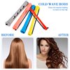 60 Pieces Hair Perm Rods Set Plastic Perming Rods Cold Wave Rods 5 Sizes Hair Curling Rollers with Rat Tail Hair Comb Stainless Steel Pintail Comb for Women Girls Hairdressing Styling