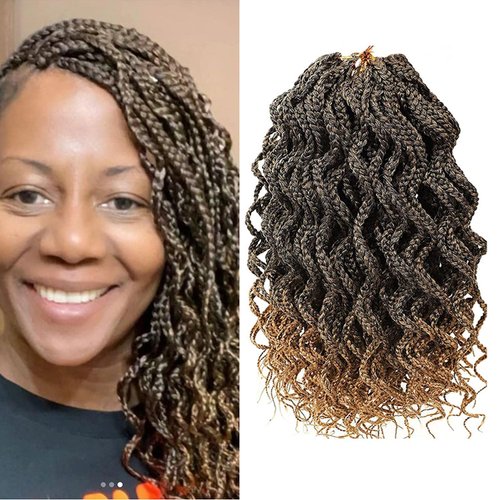 14 Inch Short Curly Crochet Hair for Black Women Blonde mix Black Locs Crochet Hair Box Braids Crochet Hair Curly Crochet Box Braids Hair Extensions