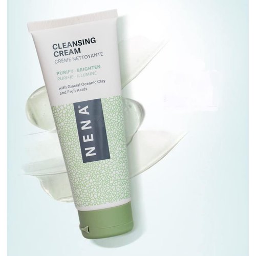 NENA Natural Face Wash for Dry Skin - Gentle Exfoliating & Anti Aging Facial Cleanser for Women with Glycolic Acid and Glacial Clay - EWG Verified - 3.5 oz.