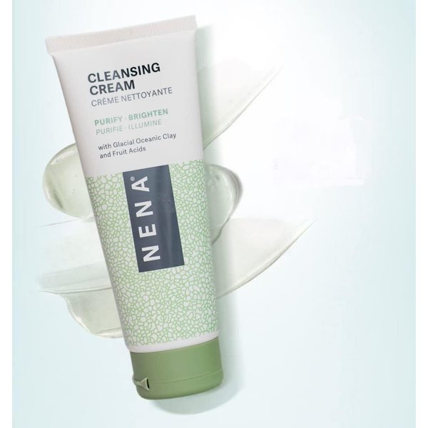 NENA Natural Face Wash for Dry Skin - Gentle Exfoliating & Anti Aging Facial Cleanser for Women with Glycolic Acid and Glacial Clay - EWG Verified - 3.5 oz.