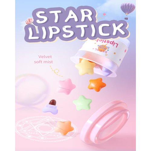 AKARY 6 Colors Mini Lipstick Set, High Pigment Stars Candy Matte Multicolor Red Lips Velvety Soft Lip Stick Waterproof Long Lasting Cute Capsule Lip Gloss, Non-Stick Cup Lip Makeup Gift Set for Women Girls