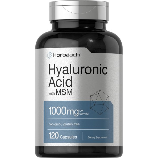 Hyaluronic Acid with MSM | 1000 mg | 120 Capsules | Non-GMO and Gluten Free Supplement | Bioavailable Formula | by Horbaach