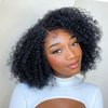 Fancy Hair Human Hair Lace Front Wigs Kinky Curly Wig Glueless Side Part Brazilian Virgin Human Hair Curly Bob Wigs with Baby Hair for Black Women (Natural Color,12 Inch)
