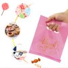 Wishop 100 Pieces Pink Thank You Merchandise Bags Party Gift Bags Candy Bags for Boutique, Retail, Gift Bags, Clothes, Party Favors (Pink/Gold, 6.3x7.9 Inches)