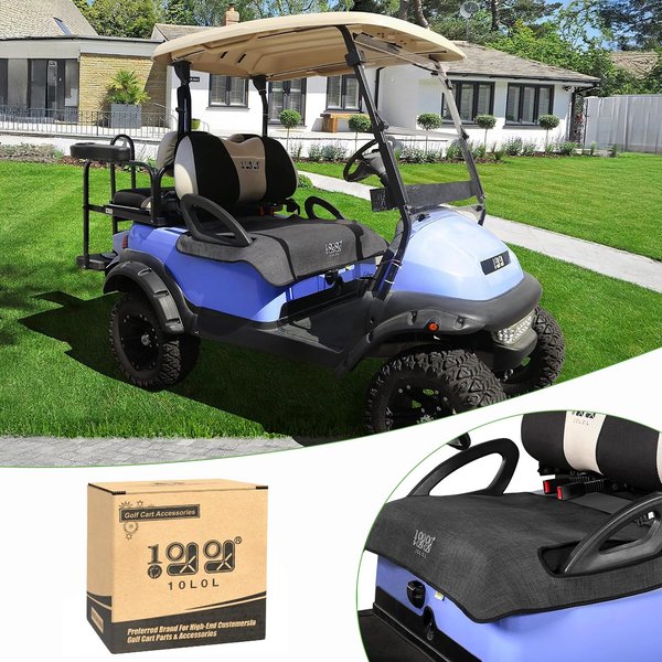 10L0L Golf Cart Seat Cover Blanket, Universal Cushion Cover for Club Car DS/Precedent and EZGO TXT/RXV with Armrests, for All Weather Conditions - Gray Linen Pattern