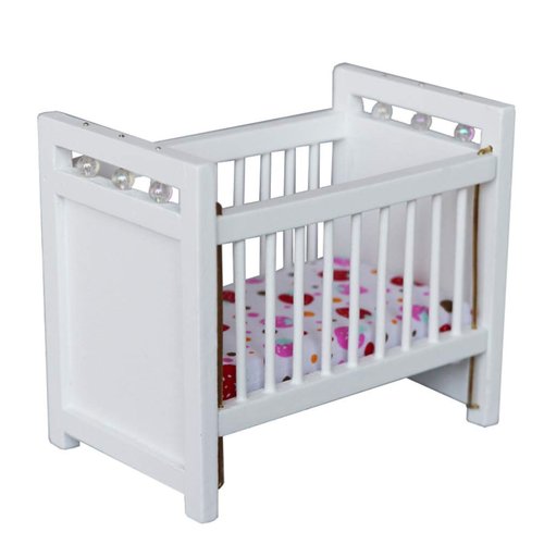Gadpiparty Dollhouse Baby Bed, 1: 12 Miniature Dollhouse Baby Doll Crib Bed Mini House Baby Crib Cradle Model Dollhouse Furniture Accessories for Dollhouse Decorations ( White )