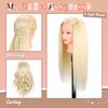 Mannequin Head with Hair 80% Real Human Hair 26-28'' Cosmetology Mannequin Head for Styling Practice on Braiding Manikin Head with Clamp Stand and Tools (Light Blond)
